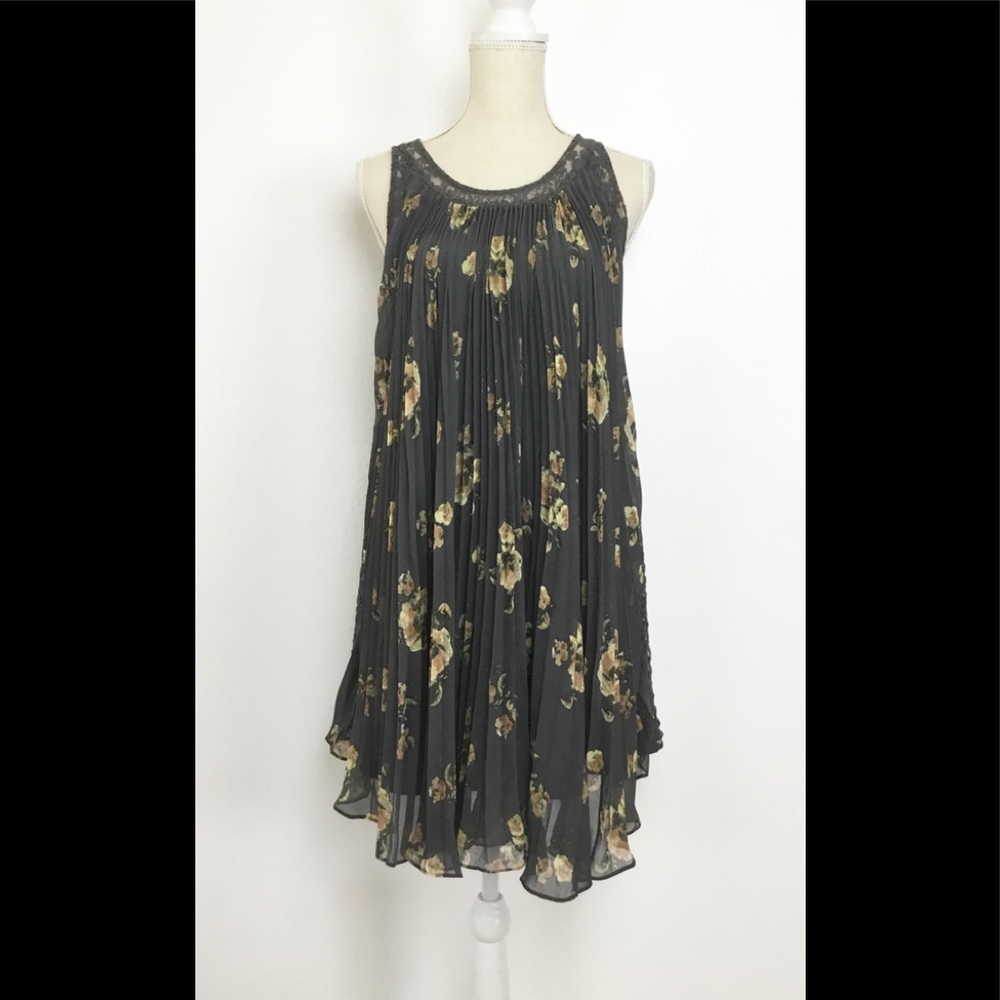 Free People Pleated Tent Dress Floral - Picture 3 of 7